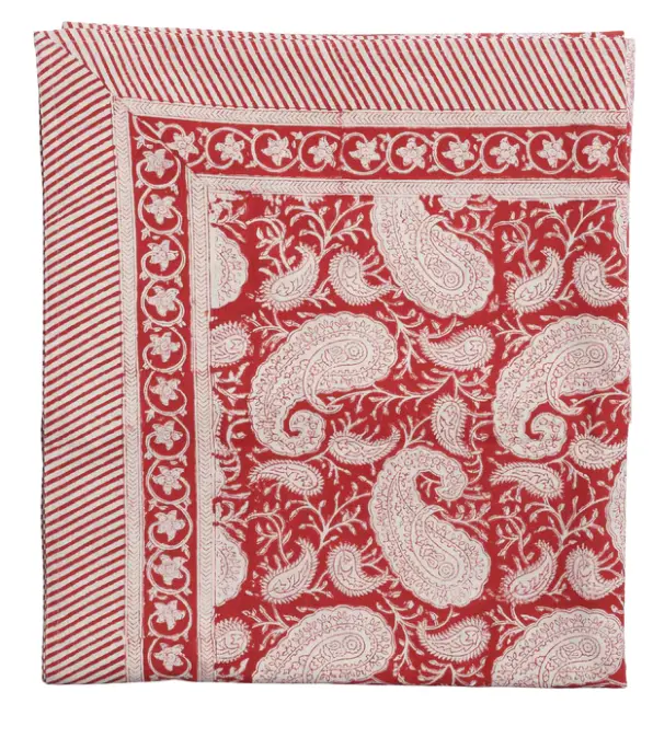 [CH0009] Nappe coton - Big Paisley - Red (150x230cm)