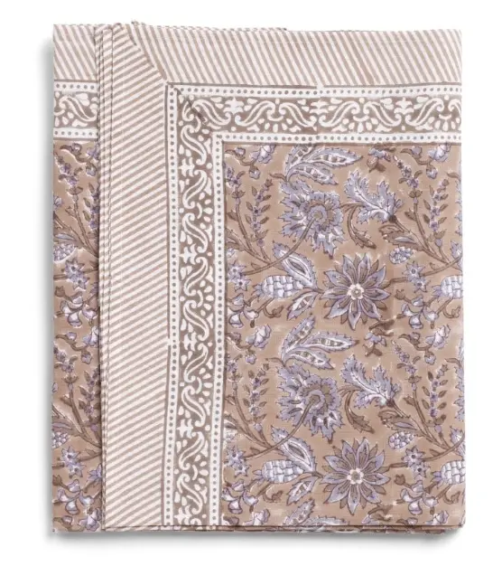 [CH0036] Nappe coton - Indian Summer - Brown/Lavender (150x230cm)