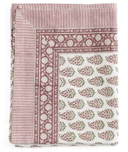 [CH0077] Nappe coton - Persian Paisley - red green white (150x230cm)