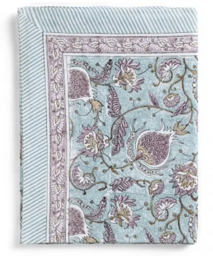 [CH0092] Nappe coton - Pomegranate - Turquoise (150x230cm)