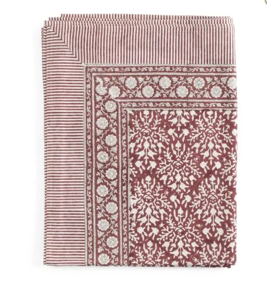 [CH0098] Nappe coton - SNOWFLAKE - Red (150x230cm)