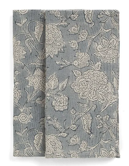 [CH0203] Serviettes Linen - Indian rose - Dusty blue (2pcs) 