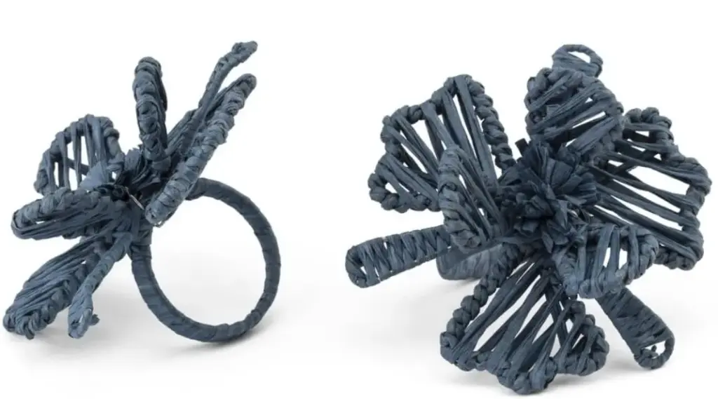 [CH0136] Rond de serviettes - Flower - Blue (2pcs)