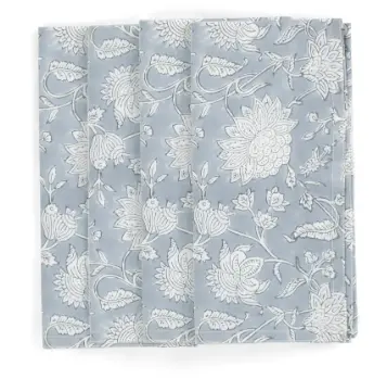 [CH0138] Serviettes coton - Indian Rose - Dusty Blue - 4pcs