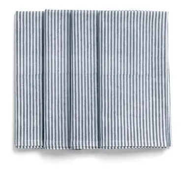 [CH0141] Serviettes coton - Stripe - cashm Blue - 4pcs