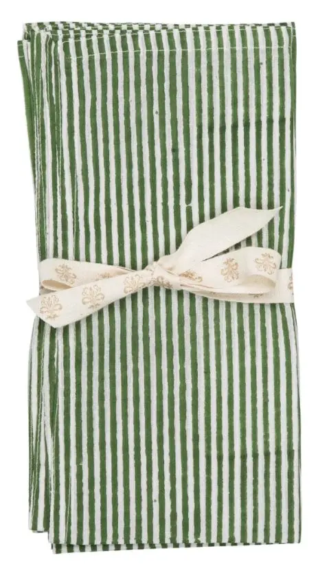 [CH0142] Serviettes coton - Stripe - Forest green - 4pcs