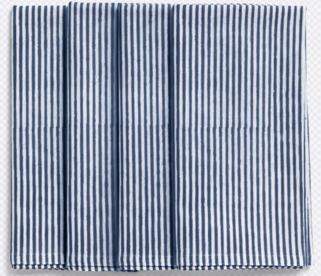 [CH0146] Serviettes coton - Stripe - Navy Blue - 4 pcs