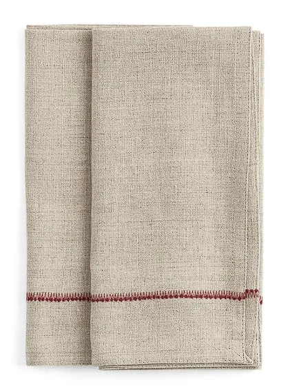 Serviettes Linen - Red Embroidery (2pcs)