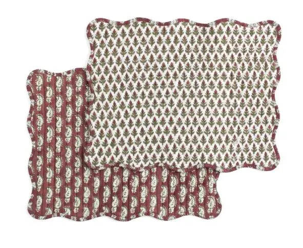 [CH0160] Sets de table -coton - Paisley - red green (2pcs)