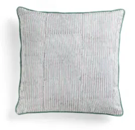 [CH0177] Coussin coton  - MultiStripe - Turquoise