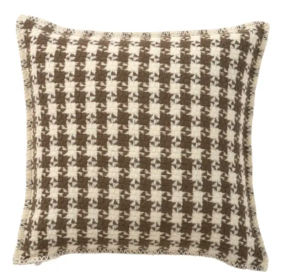 Coussin laine - DOGTOOTH - mud