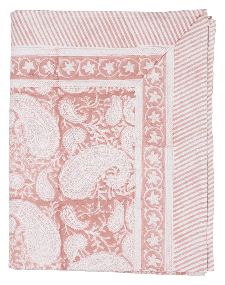 [CH0006] Nappe coton - Big Paisley - Fushia rose (150x230cm)
