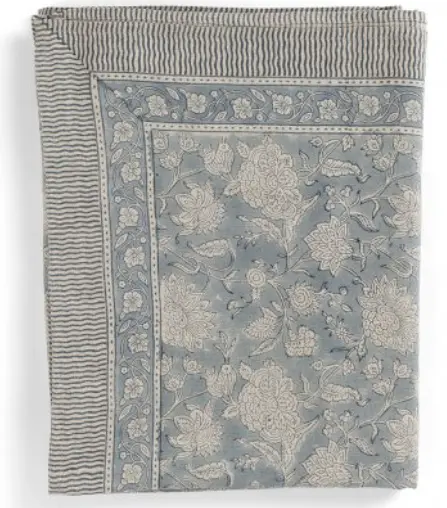 [CH0021] Nappe Coton - Indian Rose - Dusty blue (150x230cm)